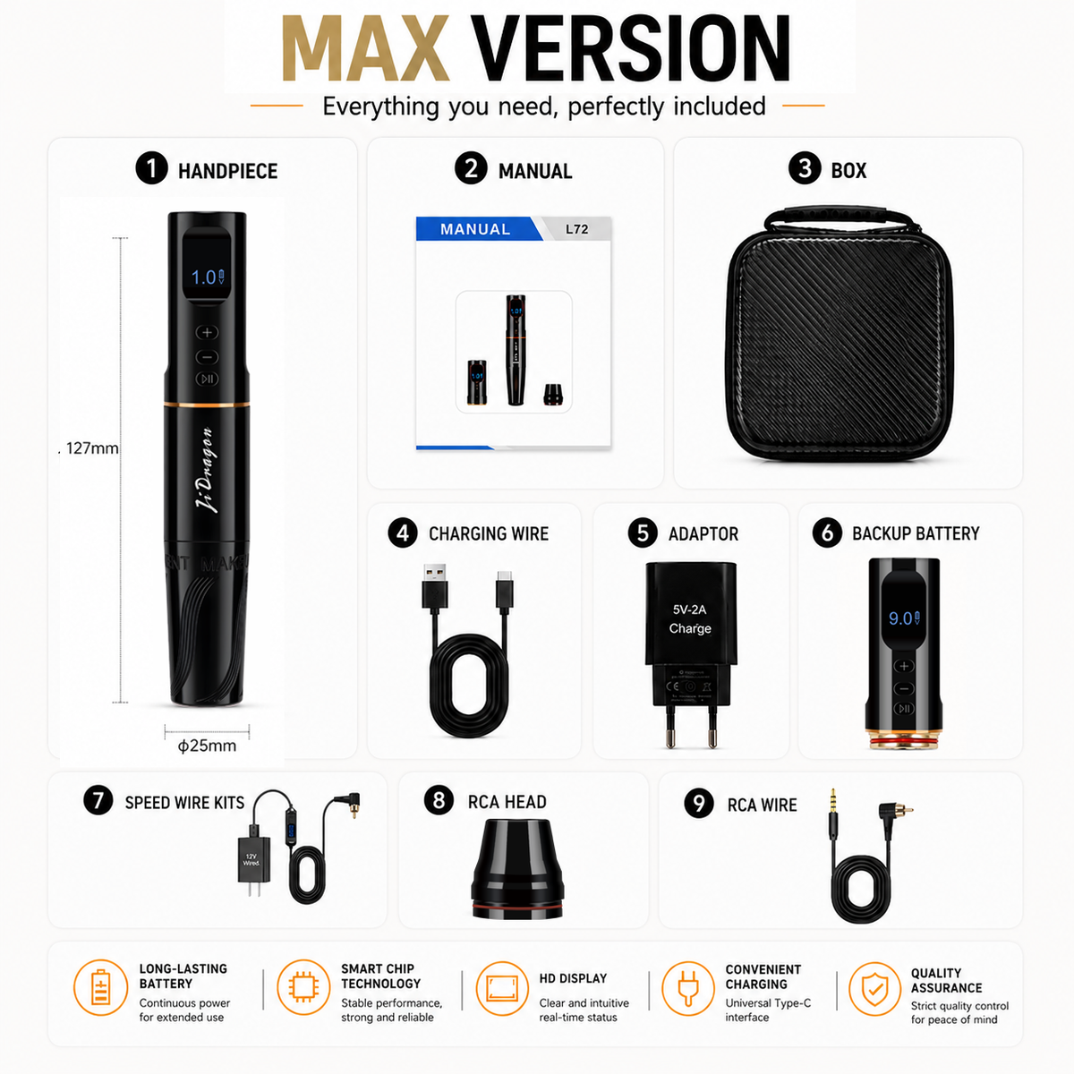 L72 Wireless PMU Machine for Nano Brows – 3.0mm Stroke Coreless Motor