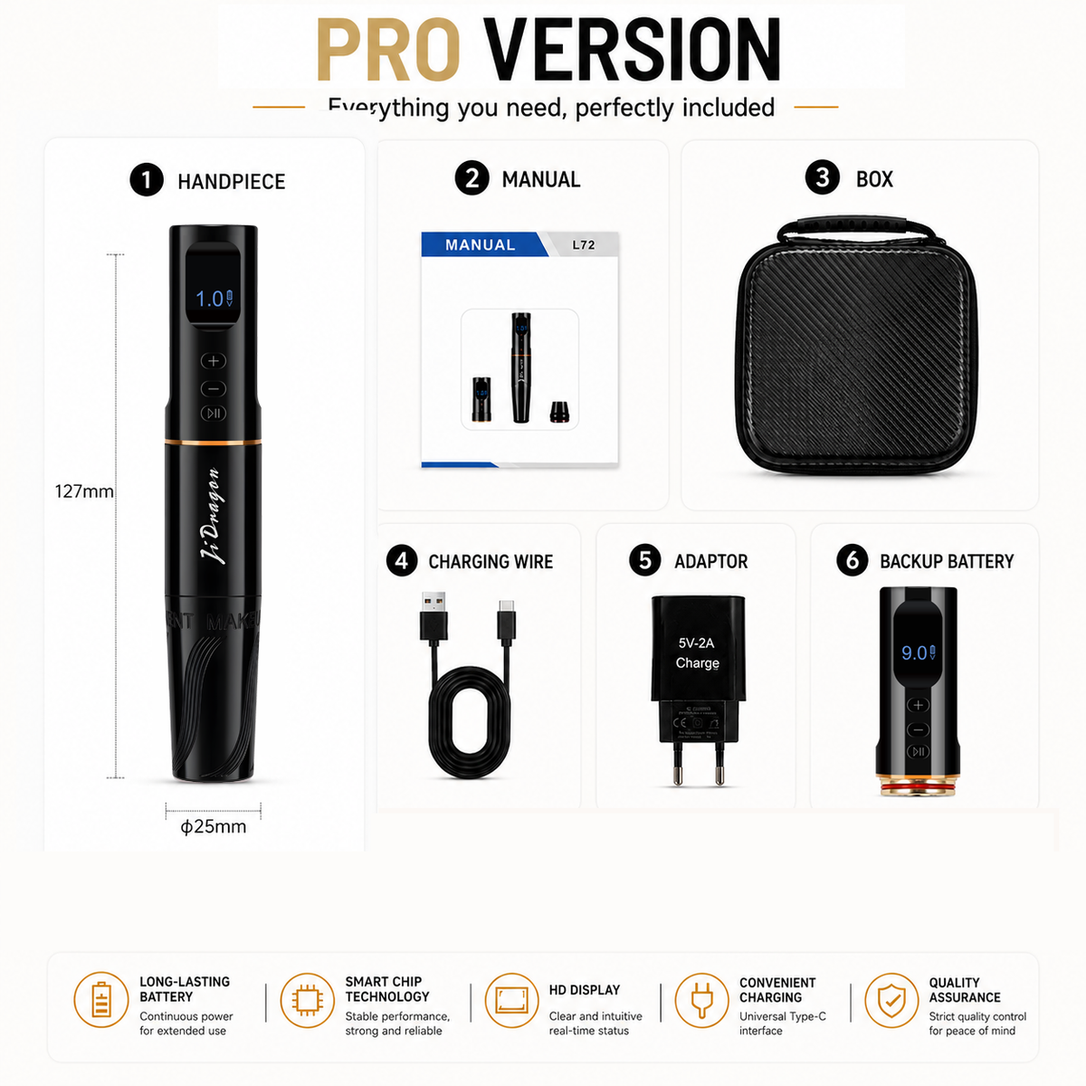 L72 Wireless PMU Machine for Nano Brows – 3.0mm Stroke Coreless Motor