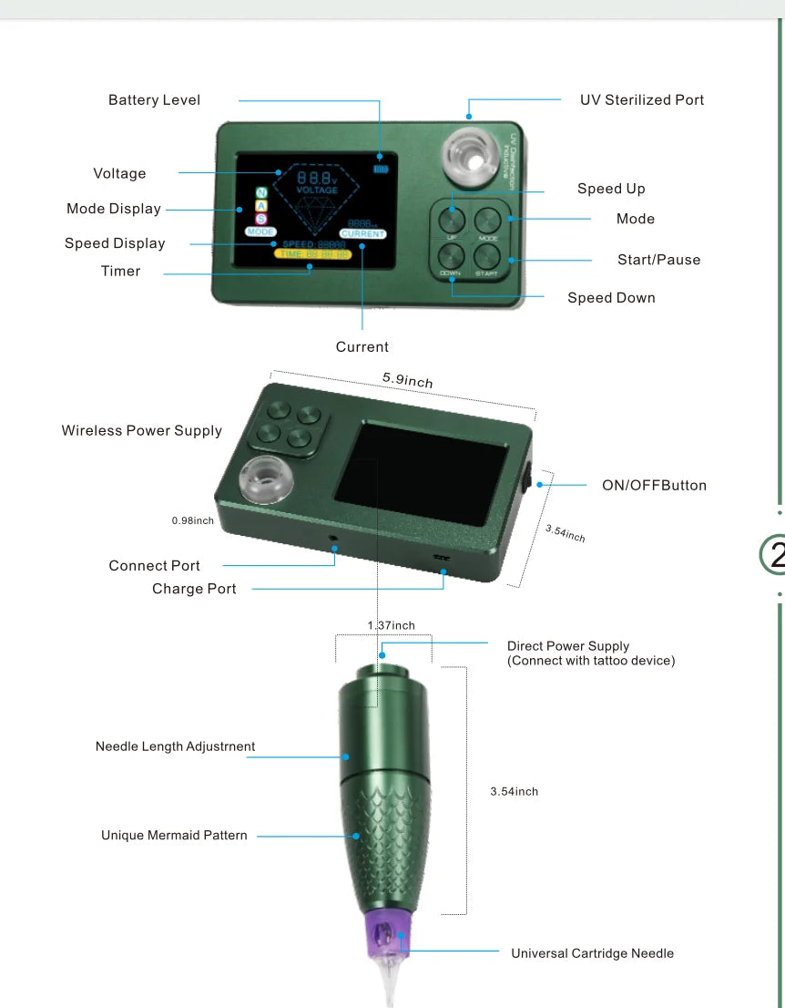 4000mAH Wireless Tattoo & SMP Machine with 8-Hour Battery Life Ideal for Professional Use