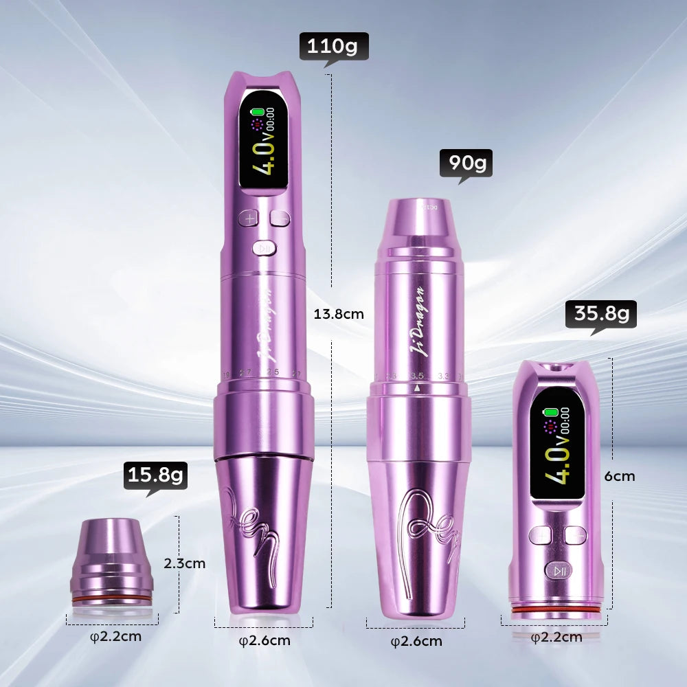 Professional Wireless Tattoo Machine Pen with Magnetic Battery RCA Adapter 2.5-3.5mm Adjustable Stroke  PMU Pen for Body Art PMU