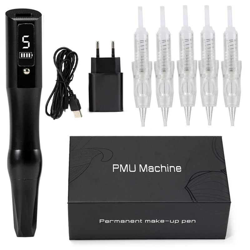 Wireless Tattoo Machine PMU Pen Professional Permanent Makeup Microblading Eyebrow Lip For Body Art Tool With Cartridge Needles