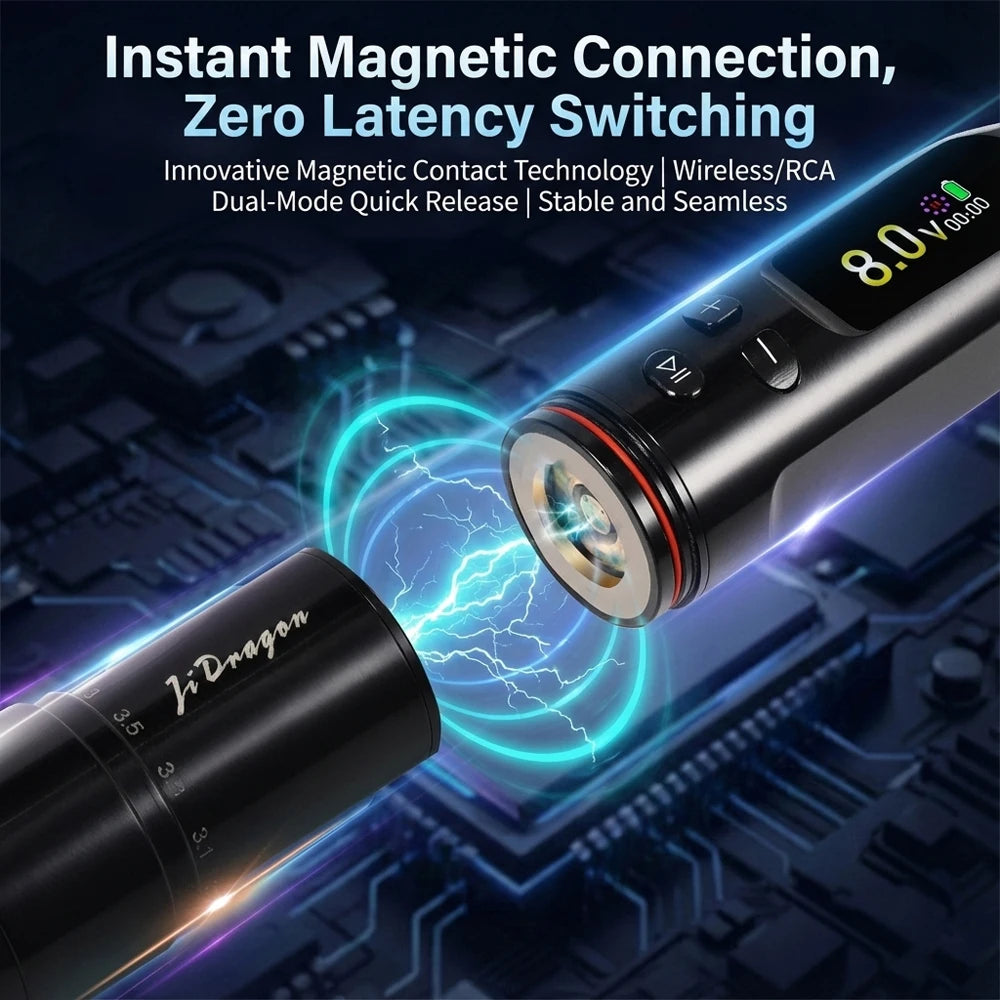 Professional Wireless Tattoo Machine Pen with Magnetic Battery RCA Adapter 2.5-3.5mm Adjustable Stroke  PMU Pen for Body Art PMU