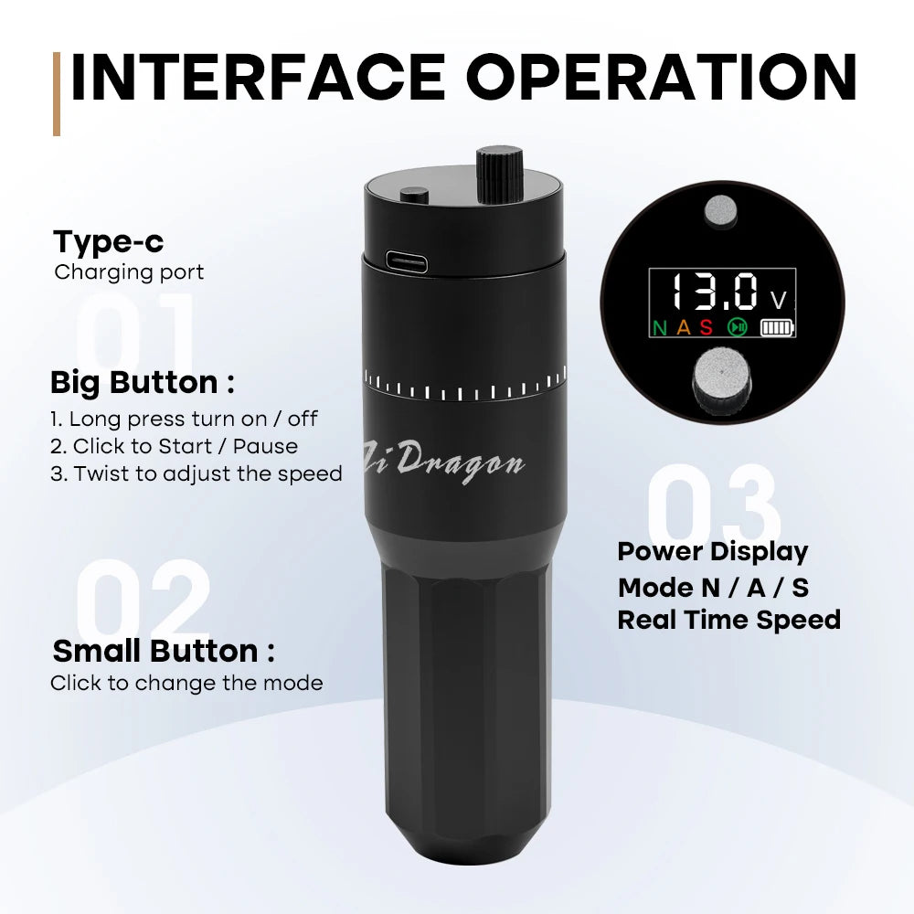 Professional Wireless SMP Pen Machine Low Vibration Coreless Motor & Dual Battery (4.0mm Stroke)