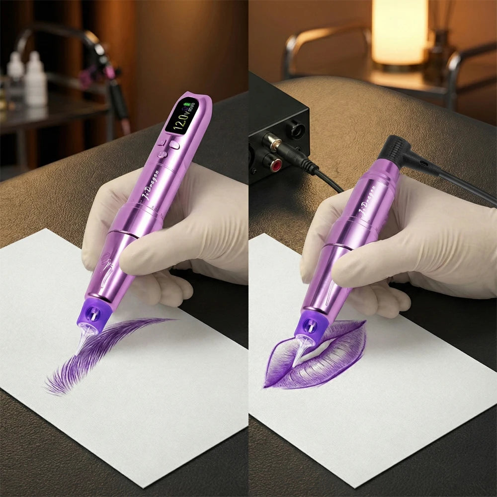Professional Wireless Tattoo Machine Pen with Magnetic Battery RCA Adapter 2.5-3.5mm Adjustable Stroke  PMU Pen for Body Art PMU