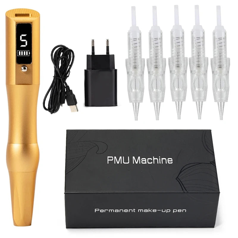Wireless Tattoo Machine PMU Pen Professional Permanent Makeup Microblading Eyebrow Lip For Body Art Tool With Cartridge Needles