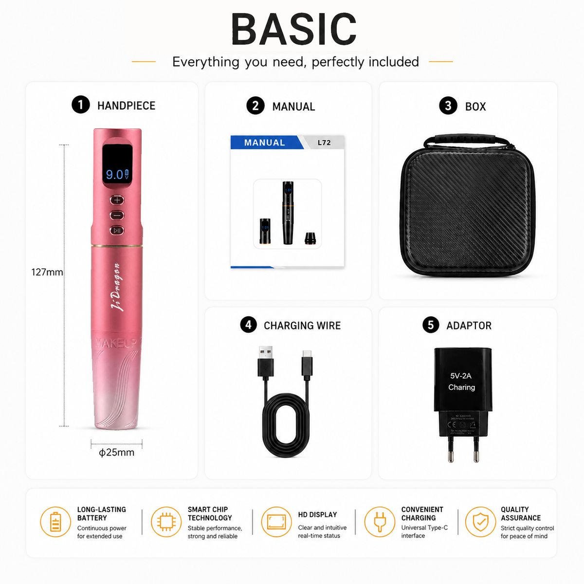 L72 Wireless PMU Machine for Nano Brows – 3.0mm Stroke Coreless Motor