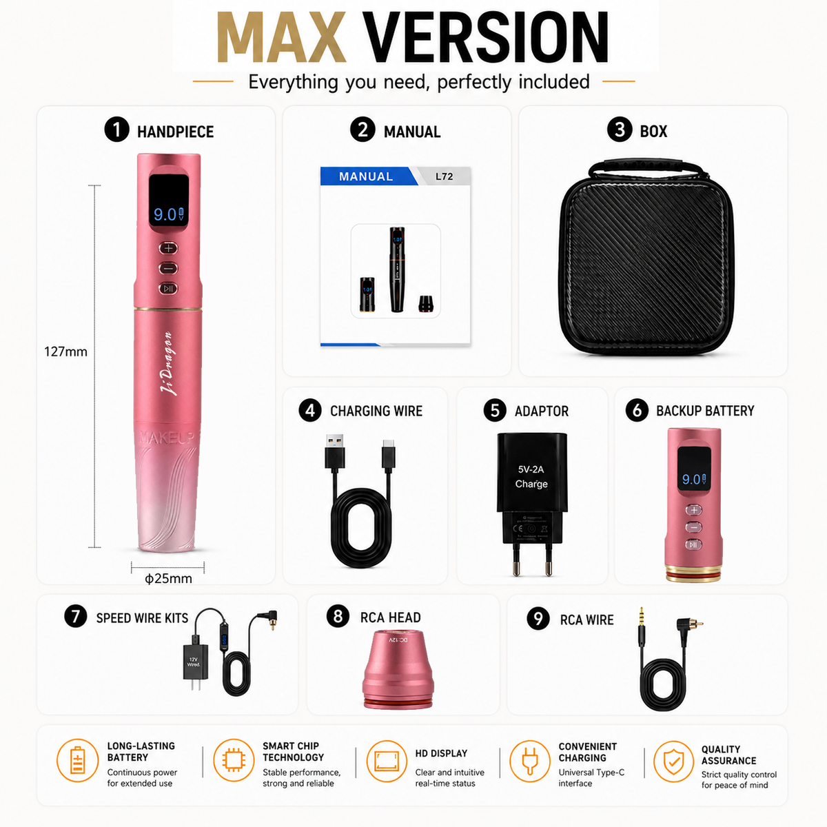 L72 Wireless PMU Machine for Nano Brows – 3.0mm Stroke Coreless Motor