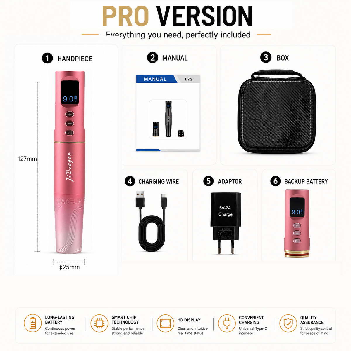 L72 Wireless PMU Machine for Nano Brows – 3.0mm Stroke Coreless Motor
