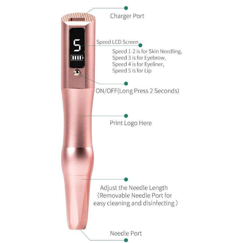 Wireless Tattoo Machine PMU Pen Professional Permanent Makeup Microblading Eyebrow Lip For Body Art Tool With Cartridge Needles
