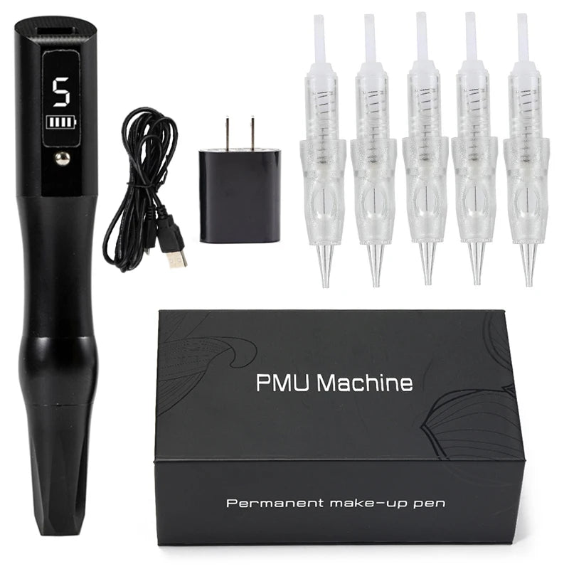Wireless Tattoo Machine PMU Pen Professional Permanent Makeup Microblading Eyebrow Lip For Body Art Tool With Cartridge Needles